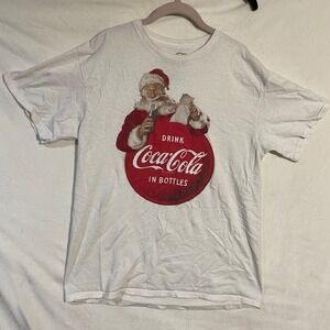 Coca-Cola Vintage Santa Claus Christmas Graphic T-Shirt White Large RN117508